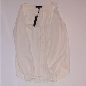 Long sleeve white button down blouse